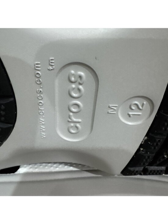 Crocs Mens Classic Turbo Strap Clog Size 12 White Gray Sporty NWOT